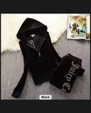 two piece velvet track suit